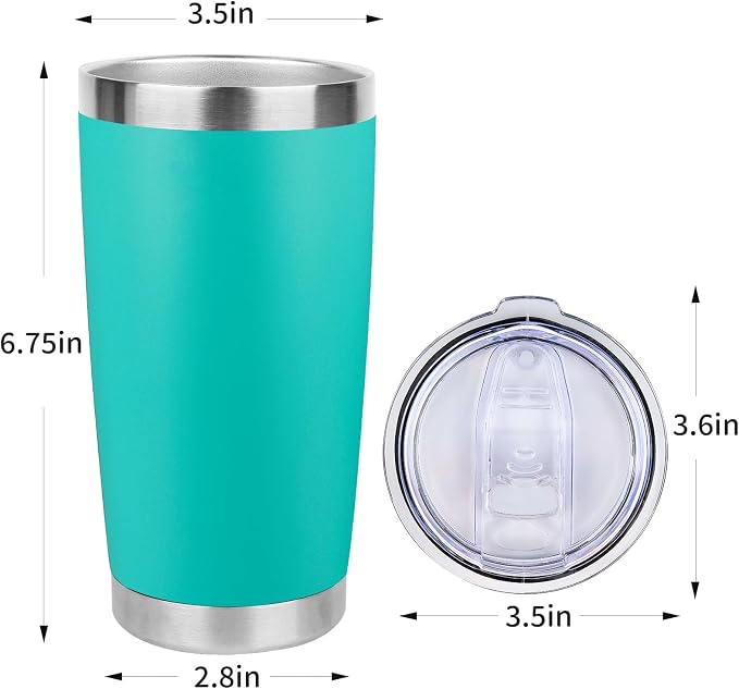 20oz Stainless Steel Tumbler Bulk with Lid, Travel Mug - Double Wall Vacuum Powder Coated Cup - Light Green, 12 Pack - Image 4