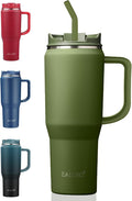 EALGRO 40 oz Tumbler with Handle, Insulated Tumblers with Lid and Straw, Large Metal Sports Water Bottle Jug, Thermal Stainless Steel Travel Coffee Mug Cup, Army Green by EALGRO