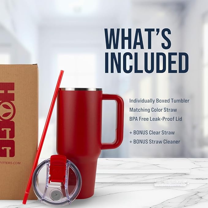 Hogg Big Swig 40 oz Tumbler with Handle and Straw - Red, 40oz Insulated Stainless Steel, Water Tumbler with Straw, Water Cup with Handle, Versatile Leak Proof Lid - Image 5
