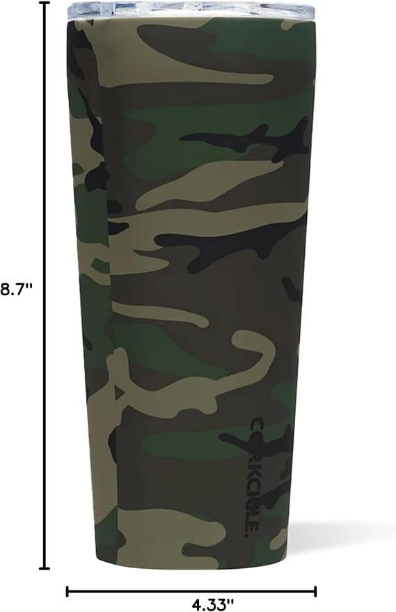 Corkcicle Classic Tumbler - Insulated Stainless Steel Travel Cup - Cold & Hot Drinks - Reusable - Durable - Spill Proof Lid - Non-Slip Silicone Base - Easy Grip - BPA Free - 24 oz - Woodland Camo - Image 8