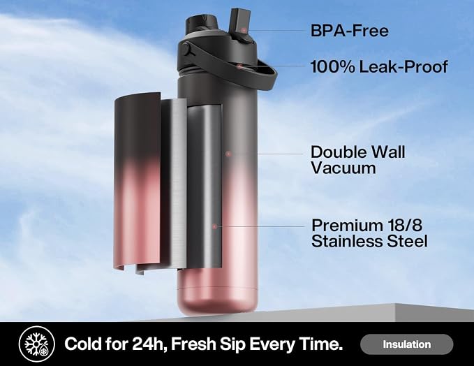 POWCAN 26 oz Insulated Water Bottle with 2-in-1 Straw and Spout Lid, Keep Cold 24H, Leak-Proof, Fits in Car Cup Holder, Stainless Steel Water Bottle for Sports, Travel, Gym, Gift, and School (Queen) - Image 3