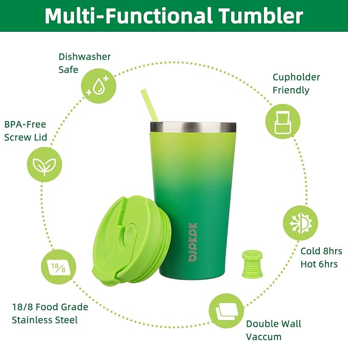 BJPKPK 18oz Tumbler With lid And Straw Stainless Steel Travel Coffee Mug Insulated Tumblers Cups,Bamboo Grove - Image 3