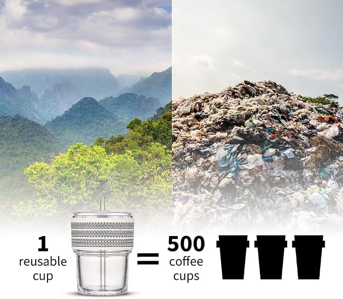 BLUEPOLAR 13oz/400ml Glass Water Tumbler with Straw and Lid Sealed Carry on Thick Wall Iced Coffee Cup for Water, Iced Tea, Fruit Juice - Image 7