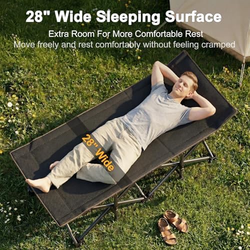 ABORON Camping Cot for Adults, 28 in Wide Folding Bed with Mattress - Image 6