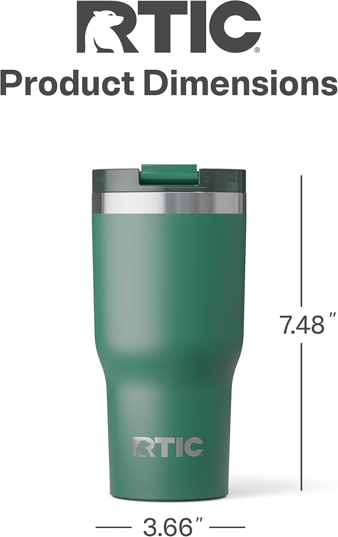 RTIC 20oz Essential Tumbler with Lid, Ceramic Lined, Insulated, Stainless Steel, Metal, Double Wall Vacuum-Insulation, Travel Cup for Iced Coffee, Tea, Hot and Cold Drink, Pine Tree - Image 5