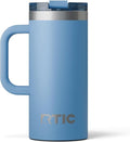 RTIC 16oz Road Trip Travel Mug with Lid and Handle, Insulated, Stainless Steel, Metal, Double Wall Vacuum-Insulation, Ceramic Lined, Portable Coffee, Tea Cup for Hot and Cold Drink, Denim by RTIC