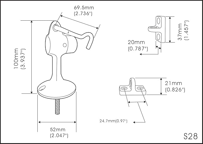 QCAA Door Stop, Solid Brass, Height 3-15/16", Satin Nickel, 1 Pack, Made in - Image 2