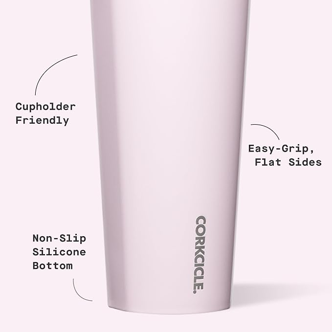 Corkcicle Classic Tumbler - Keeps Drinks Cold for 9 Hours & Hot for 3 - Triple-Insulated Stainless Steel - Holiday Tumbler Gift - 24 oz - Powder Puff - Image 4