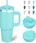BJPKPK 30 oz Insulated Tumbler With Lid And Straw Stainless Steel Tumblers Cup With Handle For Women And Men,Turquoise by BJPKPK