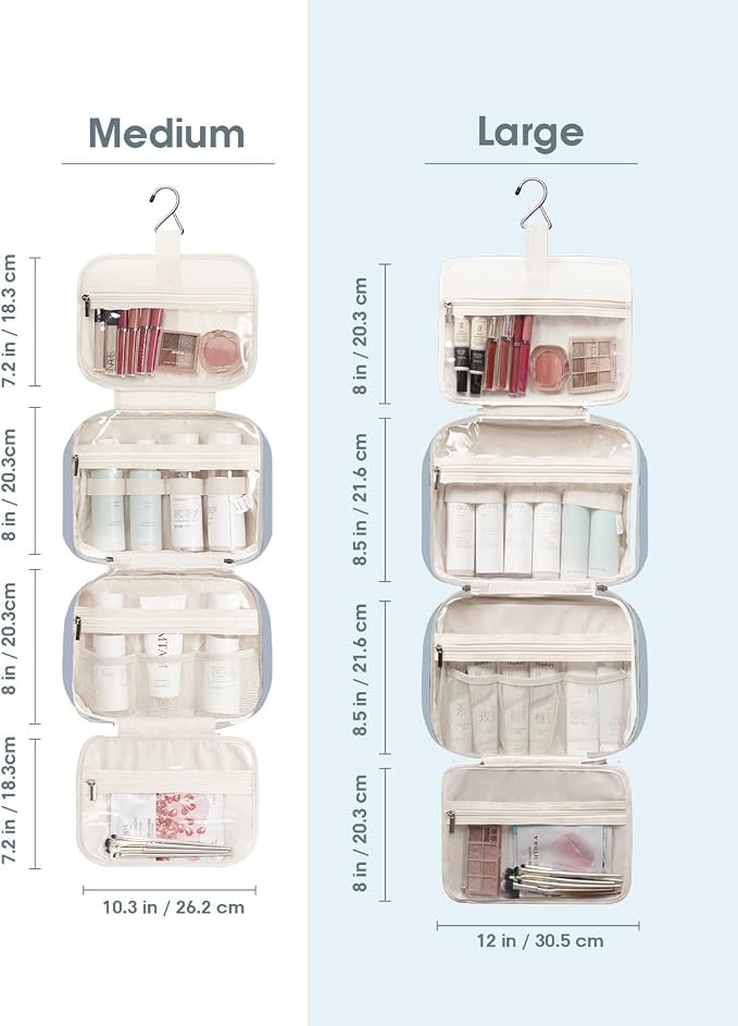 Travel Toiletry Bag for Women Large Hanging Makeup Bag Organizer Toiletries Bag - Image 3