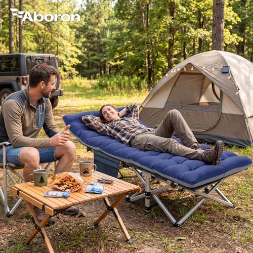 ABORON Camping Cot for Adults, 28 in Wide Folding Bed with Mattress - Image 2