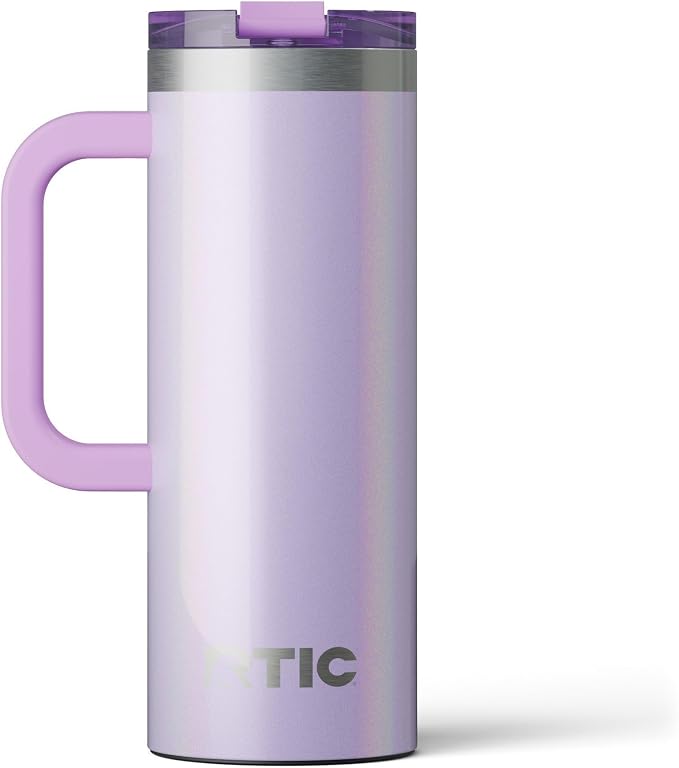 RTIC 20oz Road Trip Travel Mug with Lid and Handle, Ceramic Lined, Insulated, Stainless Steel, Metal, Double Wall Vacuum-Insulation, Portable Coffee, Tea Cup for Hot and Cold Drink, Lavender Glitter - Image 8