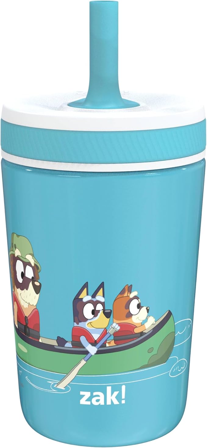 Zak Designs Bluey Kelso Toddler Cups For Travel or At Home, 12oz Vacuum Insulated Stainless Steel Sippy Cup With Leak-Proof Design is Perfect For Kids (Bluey, Bingo, Grandad Mort) by ZakDesigns