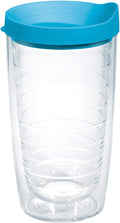 Tervis Clear & Colorful Lidded Made in USA Double Walled Insulated Tumbler Travel Cup Keeps Drinks Cold & Hot, 16oz, Turquoise Lid by TervisTumblerCompany