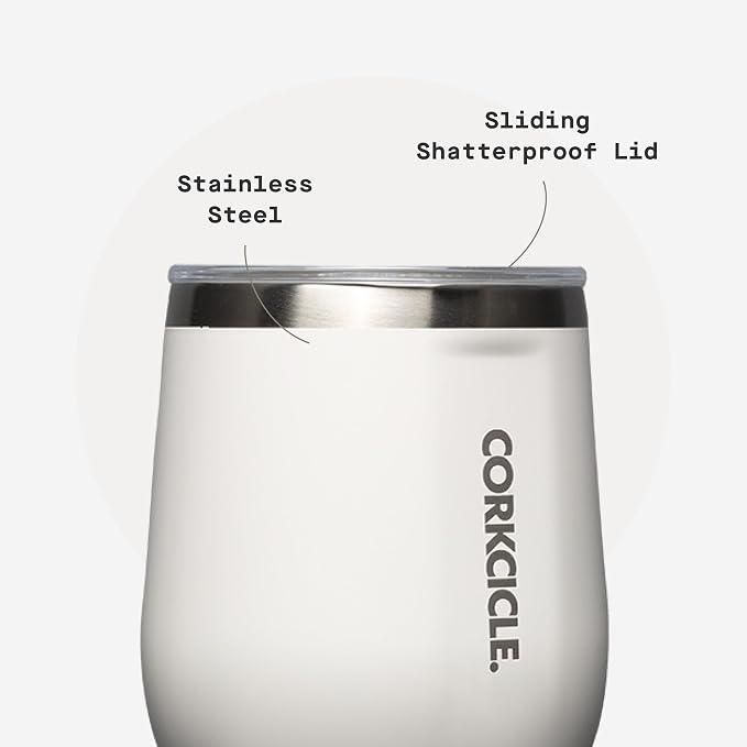 Corkcicle Stemless Wine Tumbler - Keeps Drinks Cold for 6 Hours - Triple-Insulated Stainless Steel - Non-Slip Base - Summer Drinkware Gift - Keeps Drinks Ice Cold - 12 oz - Oat Milk - Image 5