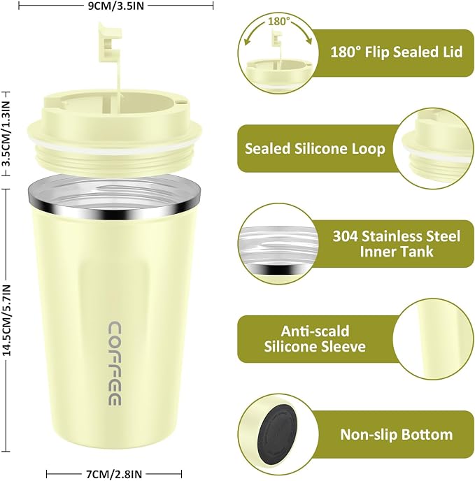 CS COSDDI 12 oz Stainless Steel Vacuum Insulated Tumbler - Coffee Travel Mug Spill Proof with Lid - Coffee Cups for Keep Hot/Ice Coffee,Tea and Beer - Image 3
