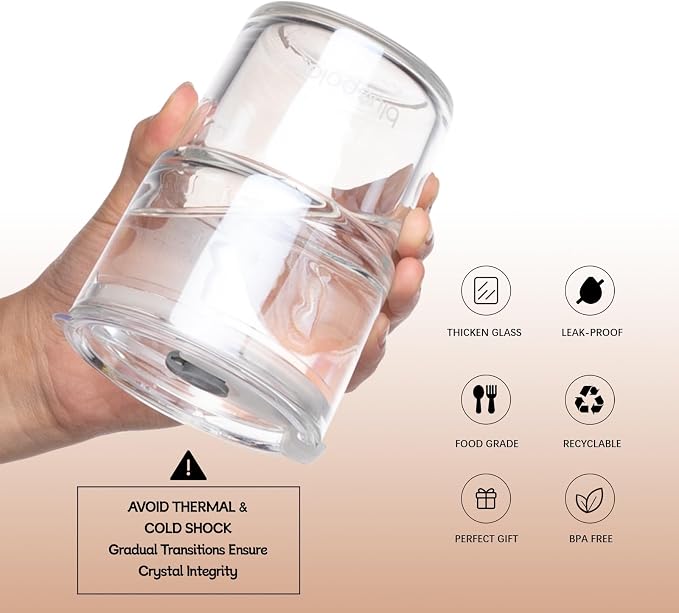 BLUEPOLAR 13oz/400ml Glass Water Tumbler with Straw and Lid Sealed Carry on Thick Wall Iced Coffee Cup for Water, Iced Tea, Fruit Juice (White with Protective Sleeve) - Image 4