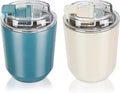 Puraville 2 Pack Insulated Tumblers with Lid, 10 oz Travel Coffee Mug Stainless Steel Vacuum Cup, Leak Proof Double Walled Coffee Tumbler for Iced and Hot Drinks, Peacock Blue and Cream by Puraville