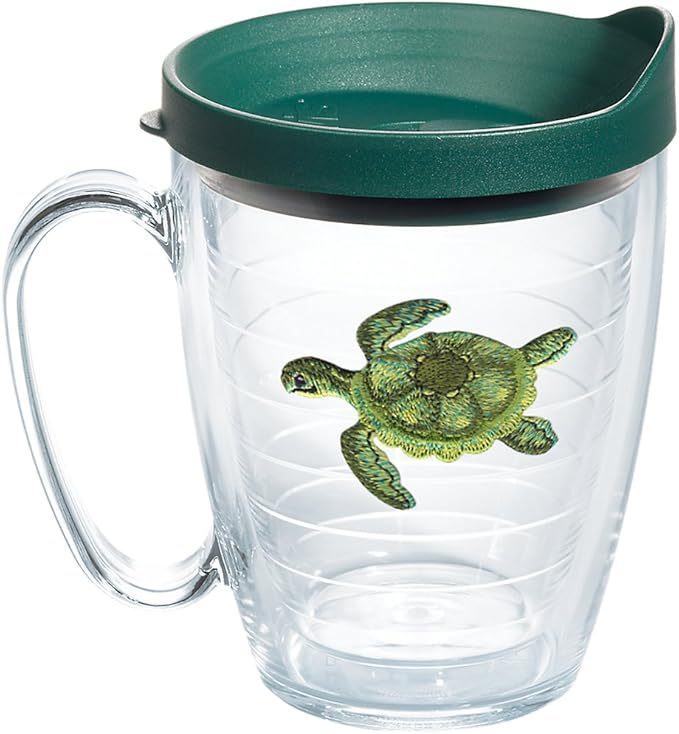 Tervis Tropical Animal Collection Made in USA Double Walled Insulated Tumbler Travel Cup Keeps Drinks Cold & Hot, 16oz Mug, Turtle by TervisTumblerCompany