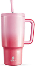 Meoky 30 oz Tumbler with Handle, Tumbler with Lid and Straw, Insulated Stainless Steel Travel Mug, 100% Leak-proof, Cupholder Friendly, Keeps Cold for 24 Hours or Hot for 8 Hours (Flamingo) by MEOKY