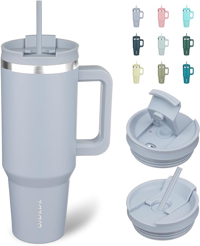 BJPKPK Tumbler With Handle And Straw 40oz Insulated Tumbler Cups With Lid Stainless Steel Travel Coffee Mug,Modern Blue by BJPKPK