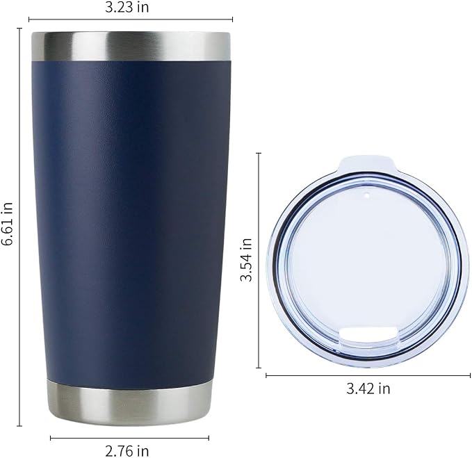 DOMICARE 20oz Stainless Steel Tumbler Bulk with Lid, Double Wall Vacuum Insulated Travel Mug, Powder Coated Coffee Cup, Navy, 12 Pack - Image 5