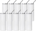 PYD Life 10 Pack Sublimation Tumblers Bulk Blank 20 OZ Skinny White Stainless Steel Tumbler Cups with Straw and Lid for Mug Tumbler Heat Press Sublimation Oven Printing by PYDLife