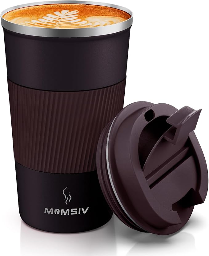 MOMSIV 17oz Travel Mug, Insulated Coffee Cup with Leakproof Lid, Vacuum Stainless Steel Double Walled Reusable Tumbler for Hot and Cold Water Coffee and Tea In Travel and Car by MOMSIV