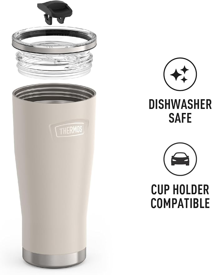 THERMOS ICON SERIES, Stainless Steel Cold Tumbler with Slide Lock, 24 Ounce, Sandstone - Image 3