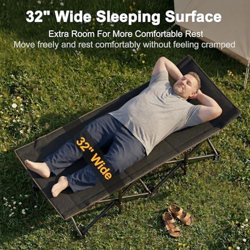 ABORON XXL Folding Camping Cot for Adults, 32 in Wide with Mattress, 900 lb - Image 4