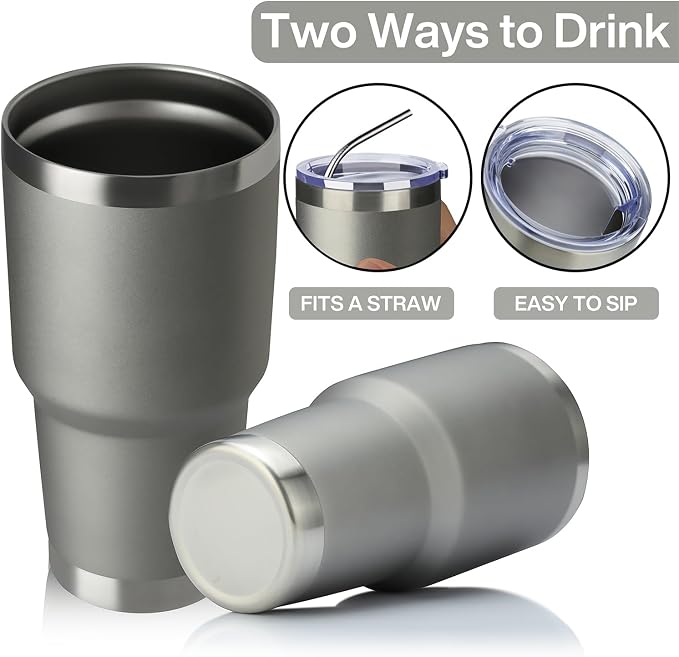 MEWAY 30oz Tumbler Double Wall Vacuum Insulated Travel Mug, Stainless Steel Tumbler with Lid, Durable Powder Coated Insulated Coffee Cup for Cold & Hot Drinks (Cold Grey,1 PACK) - Image 3