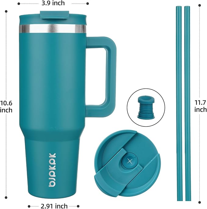 BJPKPK Insulated Tumblers With Handle And Straw 40 oz Stainless Steel Tumbler Cups With Lid,Laguna - Image 3