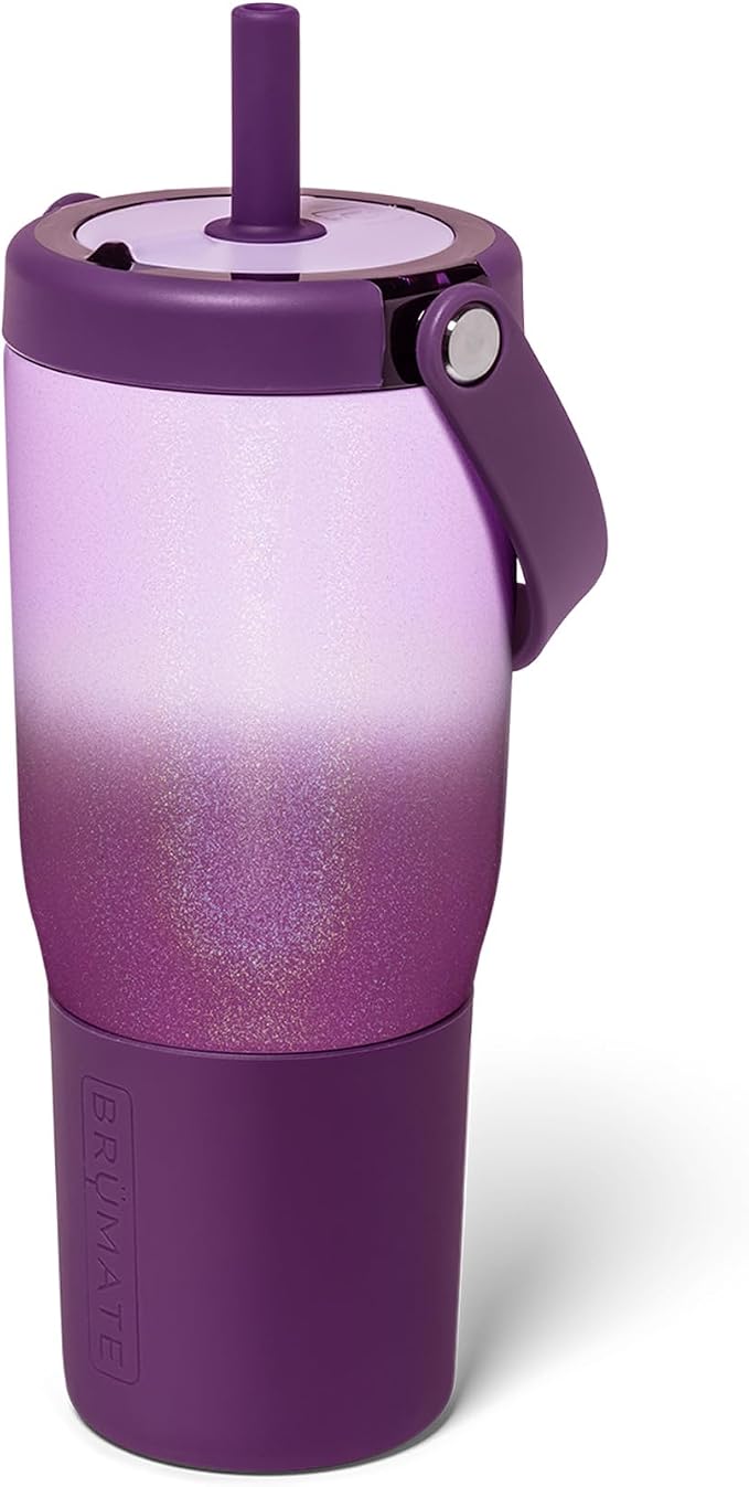 BrüMate Resa 25oz 100% Leakproof Travel Tumbler w/Handle & Straw | Flexible SoftSip Straw | Silicone Sleeve for Durability | Stainless Steel | Cup Holder & Travel Friendly Water Bottle (Violet Crush) by Br%C3%BCMate