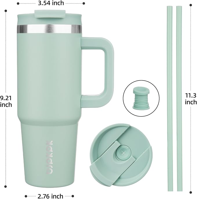 BJPKPK Insulated Tumblers With Handle And Straw 30 oz Stainless Steel Tumbler Cups With Lid,Pistachio Green - Image 3