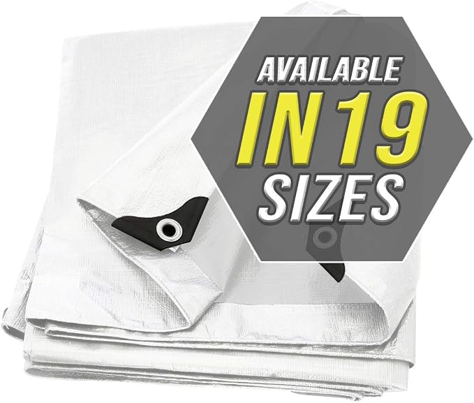 Tarp Cover White Heavy Duty 20 Mill Thick Material, Waterproof 30'X30' Great by Trademark+Supplies