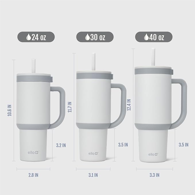 Ello Oasis 30 oz Tumbler with Handle & Retracting Straw | Reusable Insulated Stainless Steel Cup 100% Leakproof, Gifts for Teens Women Men | Keeps cold for 20 Hours, Cup Holder Friendly, Grayscale - Image 8