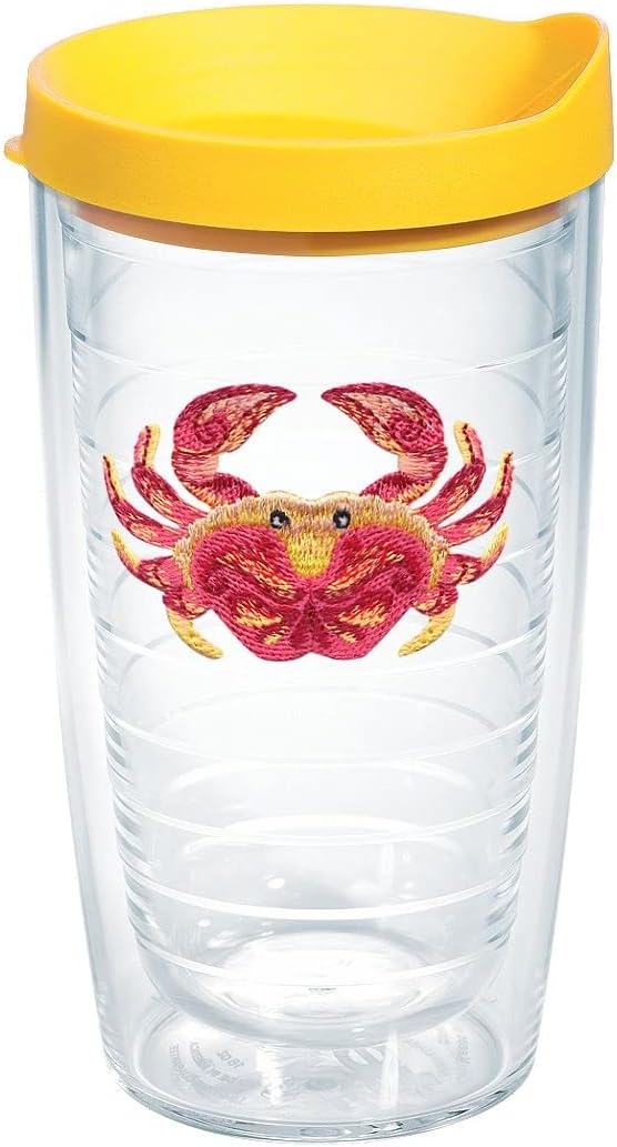 Tervis Tropical Animal Collection Made in USA Double Walled Insulated Tumbler Travel Cup Keeps Drinks Cold & Hot, 16oz, Crab by TervisTumblerCompany