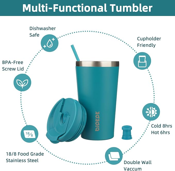 BJPKPK 18oz Tumbler With lid And Straw Stainless Steel Travel Coffee Mug Insulated Tumblers Cups,Laguna - Image 3