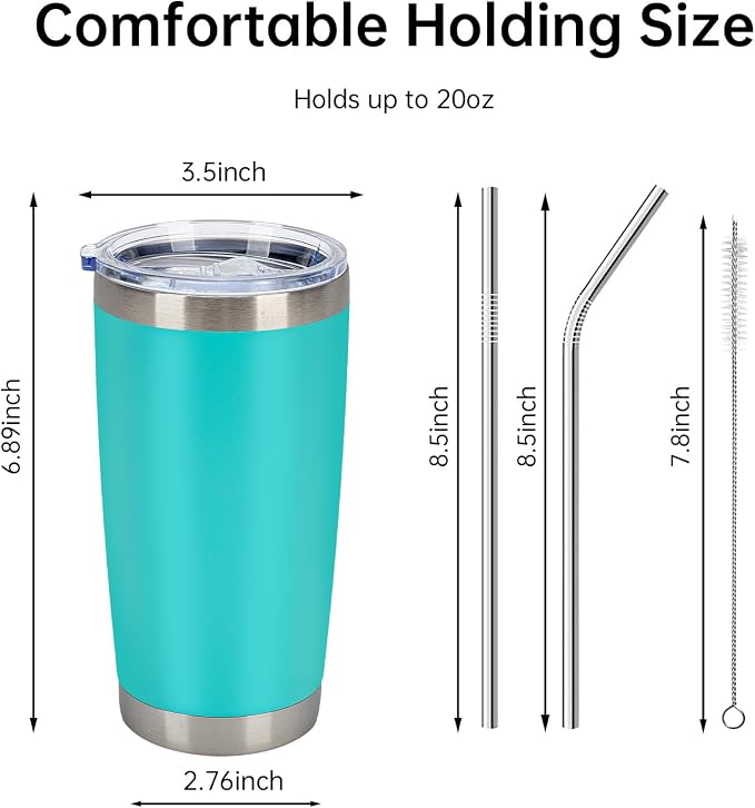 IEOVIEE 32 Pack, 20oz Stainless Steel Bulk Tumblers with Lids and Straws, Double Wall Insulated Travel Coffee Mug, Durable Powder Coated Tumbler Bulk Cup for Cold and Hot Drinks (Light Green) - Image 3