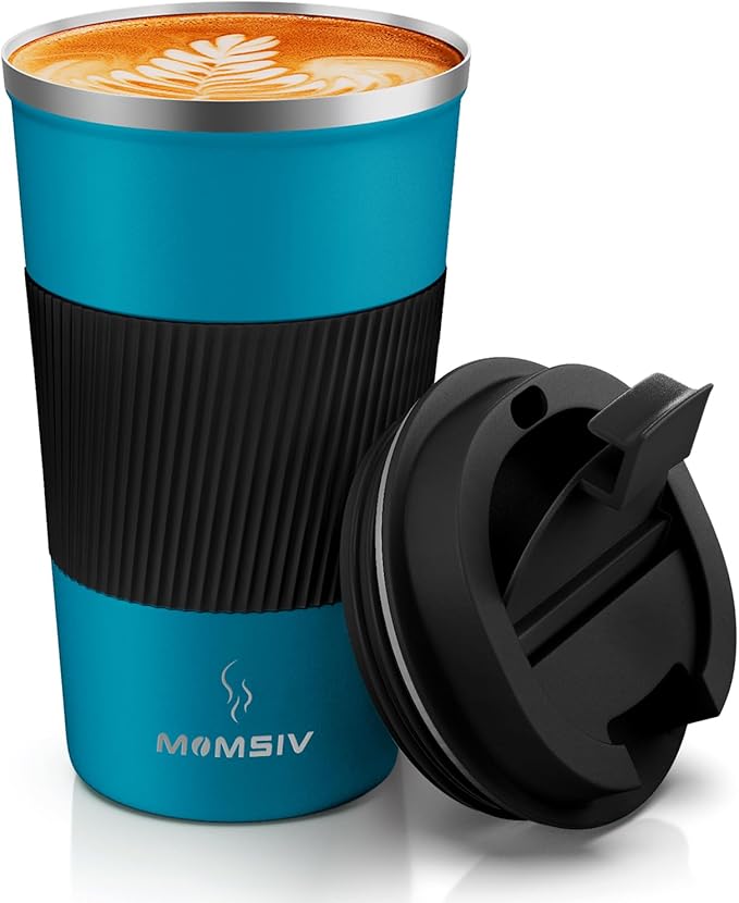 MOMSIV 17oz Travel Mug, Insulated Coffee Cup with Leakproof Lid, Vacuum Stainless Steel Double Walled Reusable Tumbler for Hot and Cold Water Coffee and Tea In Travel and Car by MOMSIV