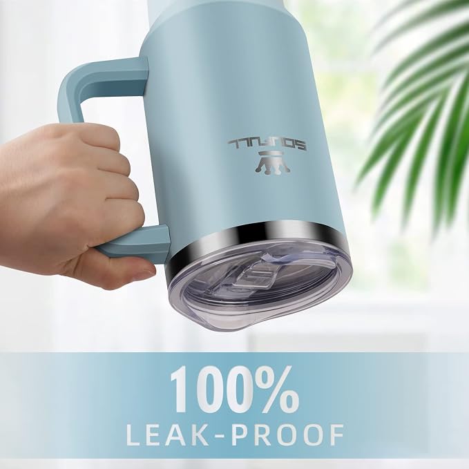40oz Leakproof Stainless Steel Insulated Travel Tumbler with Handle, Straw Lid - Keeps Cold 34hrs, Hot 10hrs - Image 3