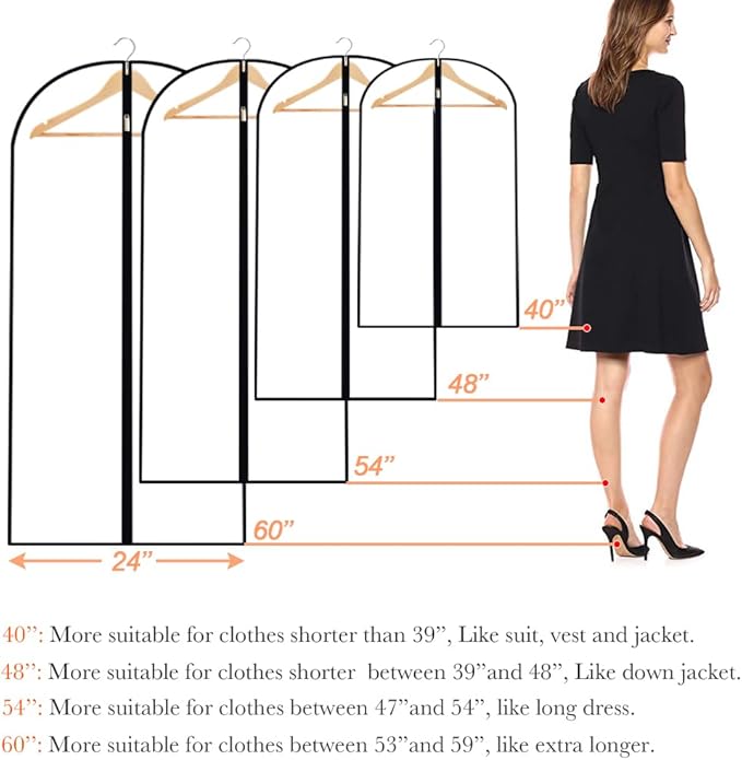 Garment Bags for Hanging Clothes Travel Clothing Suit Bags for Closet Storage - Image 2