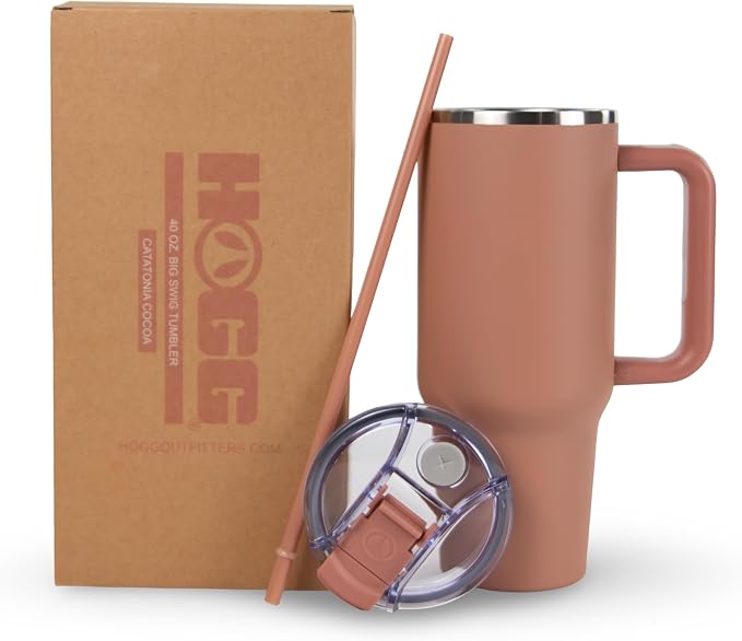 Hogg Big Swig 40 oz Tumbler with Handle and Straw - Catatonia Cocoa, 40oz Insulated Stainless Steel, Water Tumbler with Straw, Water Cup with Handle, Versatile Leak Proof Lid - Image 7