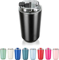 Puraville Insulated Tumblers with Lid, 14 oz Travel Coffee Mug Stainless Steel Vacuum Cup, Leak Proof Reusable Double Walled Coffee Tumbler for Iced and Hot Drinks, Black by Puraville
