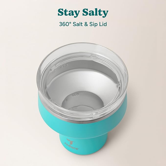 REDUCE Saltini 16 oz Cocktail Tumbler - Insulated Margarita Tumbler with Lid - Keeps Drinks Cold for 10 Hours - 360 Sippable Martini Glass Alternative - Shatterproof, Perfect for Parties-Ocean Breeze - Image 4