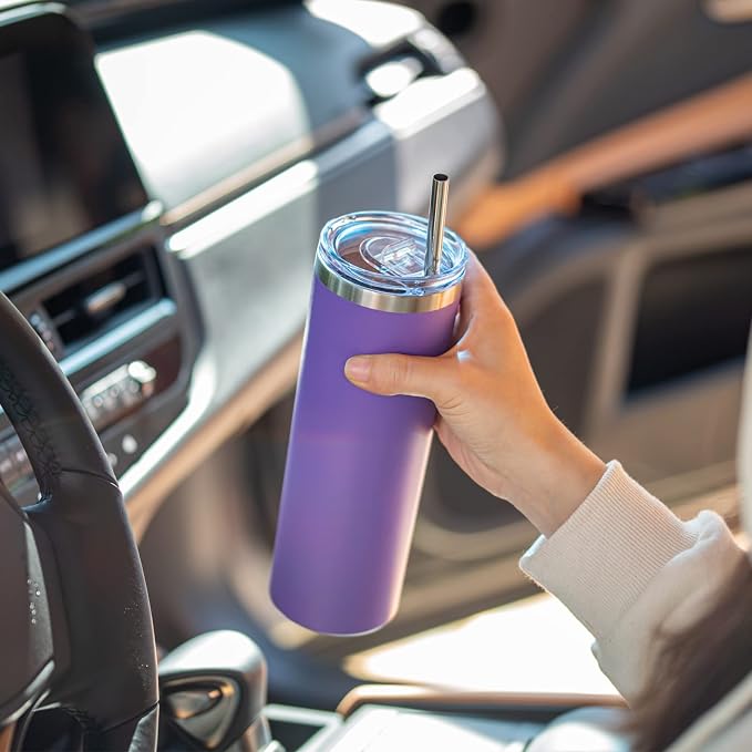 koodee 20 oz Tumbler with Lid and Straw -4 Pack Insulated Skinny Tumblers - Image 6
