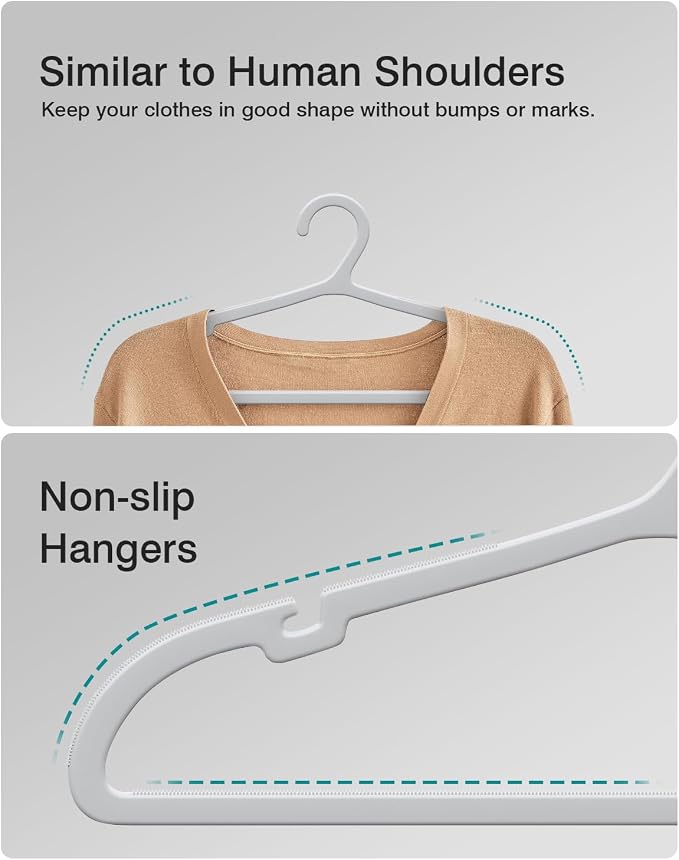 100 Pack Clothes Hangers, Non Slip Plastic Coat Hangers, Space Saving, Heavy - Image 4