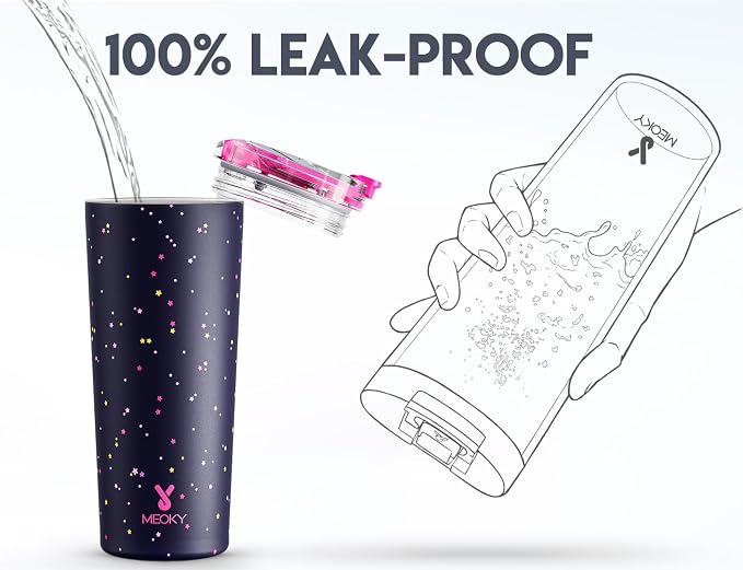 Meoky 24 oz Travel Coffee Mug with Leak-proof Lid, Stainless Steel Insulated Coffee Tumbler, Keeps Hot for 8 Hours or Cold for 24 Hours, Fits in Car Cup Holder (Plum Stardust) - Image 5
