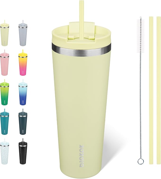 BJPKPK 26oz Insulated Tumbler With lid And Straw Stainless Steel Tumblers Travel Coffee Mug Reusable Thermal Cup,Macaron Green by BJPKPK