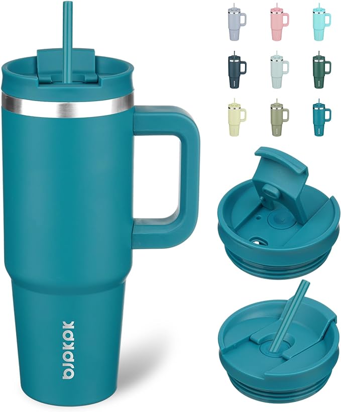BJPKPK 30 oz Insulated Tumbler With Lid And Straw Stainless Steel Tumblers Cup With Handle For Women And Men,Laguna by BJPKPK